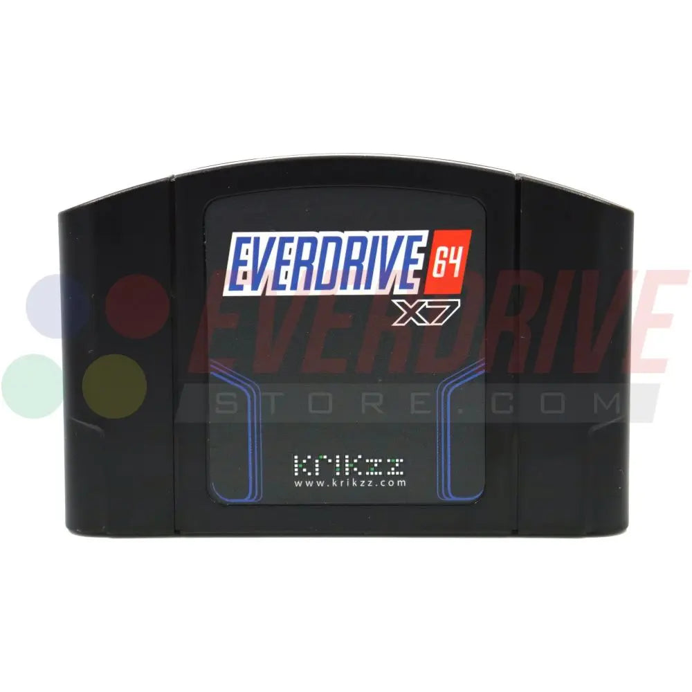 Front view of Everdrive 64 X7 Black by Krikzz for N64