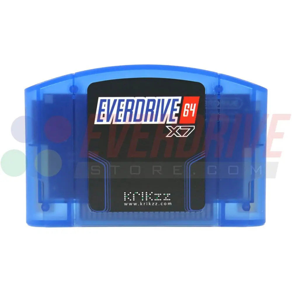 A Front view of Everdrive 64 X7 - Frosted Blue by Krikzz for N64