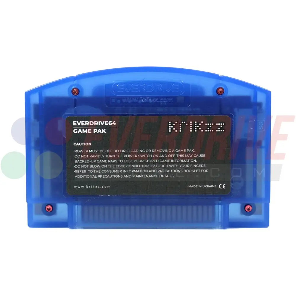 A Back view of Everdrive 64 X7 - Frosted Blue by Krikzz for N64