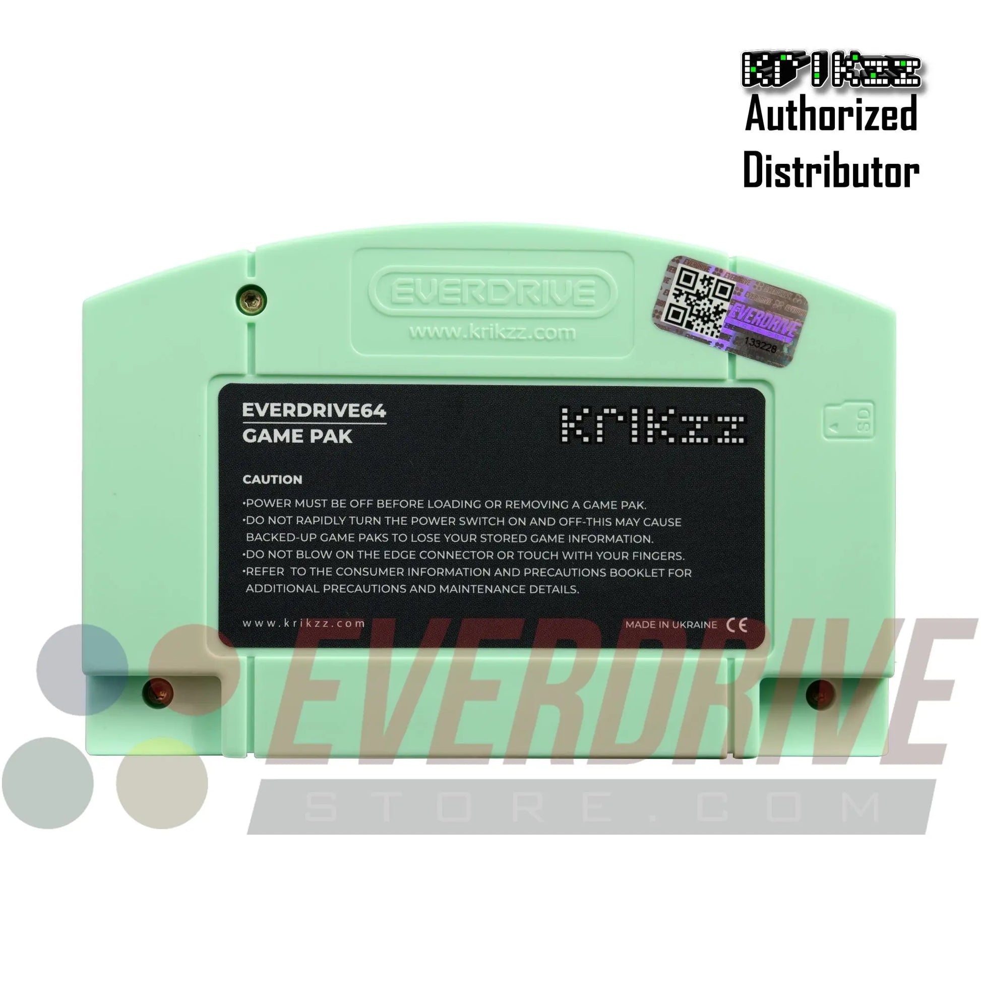 A Back view of Everdrive 64 X7 - Mint by Krikzz for N64 with Krikzz Watermark